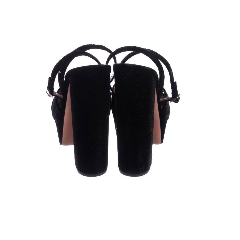 AQUAZZURA Velvet  Striped Leather Platform Sandals - Picture 4 of 9